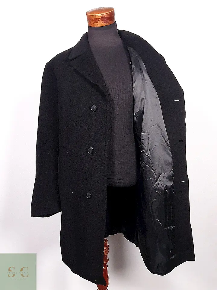 Abrigo Ralph Lauren Negro Lana Cashmere Talla XL 6