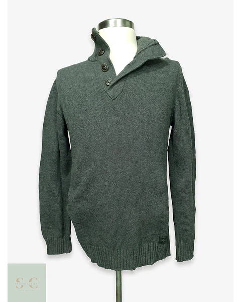 Suéter de Punto con Cuello Cruzado y Botones Mexx Talla M