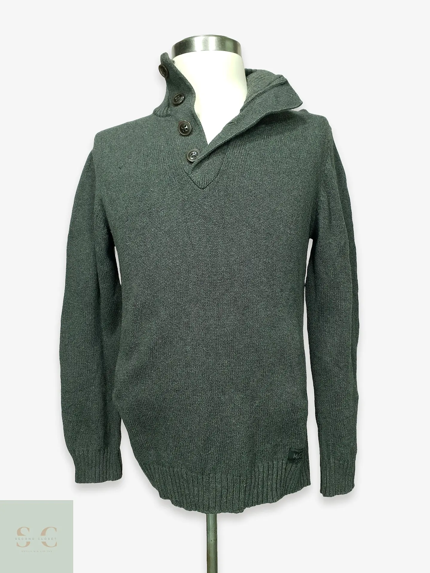 Suéter de Punto con Cuello Cruzado y Botones Mexx Talla M 1