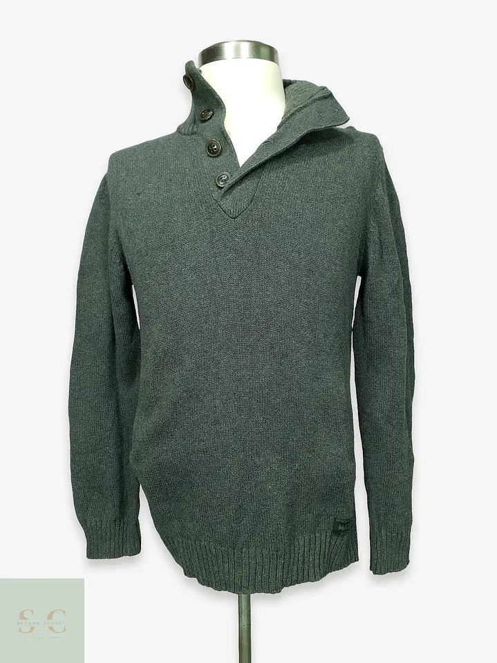 Suéter de Punto con Cuello Cruzado y Botones Mexx Talla M 1