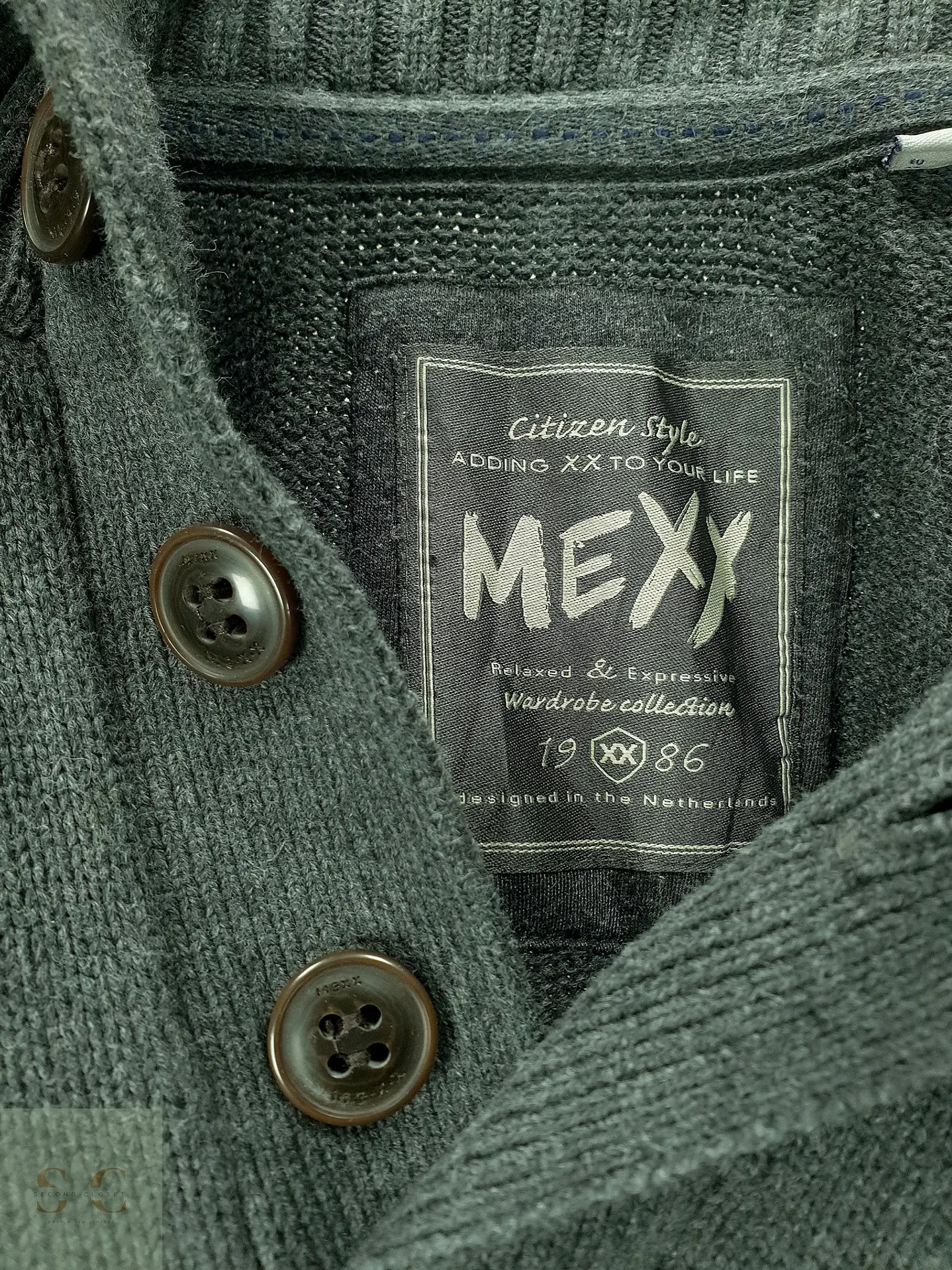 Suéter de Punto con Cuello Cruzado y Botones Mexx Talla M 4