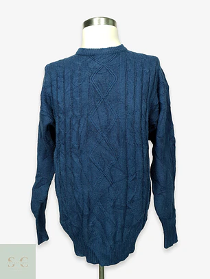 Sweater de Punto con Trama Trenzada y Rombos Henry Morell Talla L