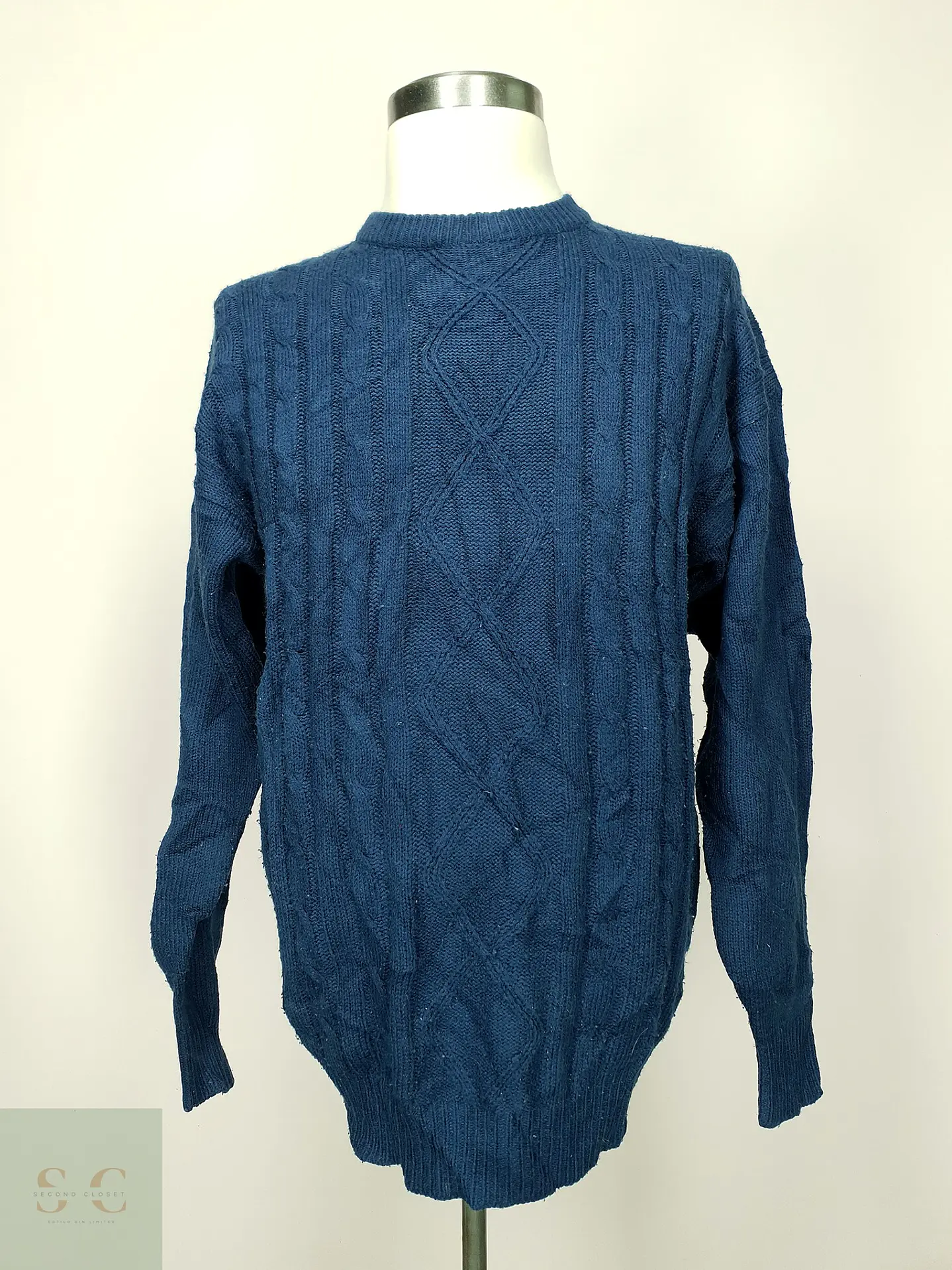 Sweater de Punto con Trama Trenzada y Rombos Henry Morell Talla L 2
