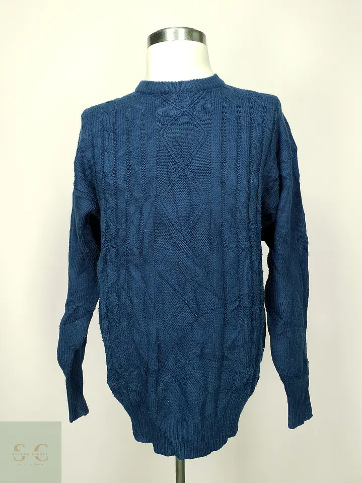 Sweater de Punto con Trama Trenzada y Rombos Henry Morell Talla L 2