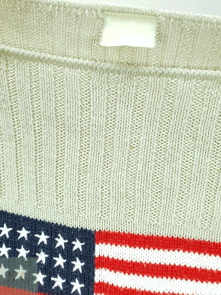 Suéter de Punto Canalé con Motivo de Bandera en Beige Arena Talla M 4