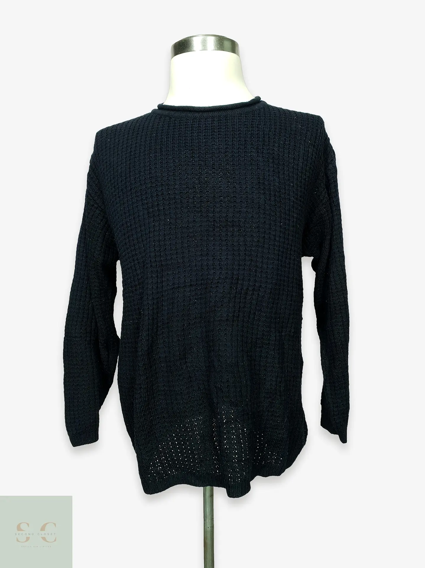 Suéter de Punto Texturado en Azul Marino Talla XXL 1