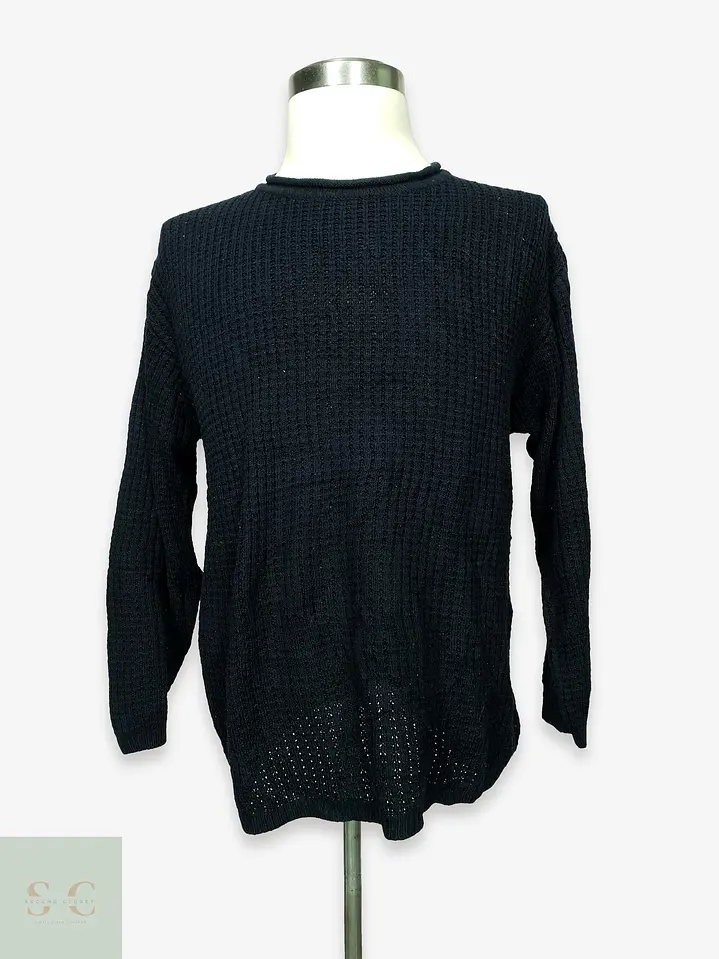 Suéter de Punto Texturado en Azul Marino Talla XXL 1