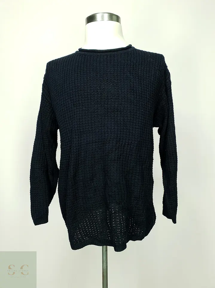 Suéter de Punto Texturado en Azul Marino Talla XXL 2