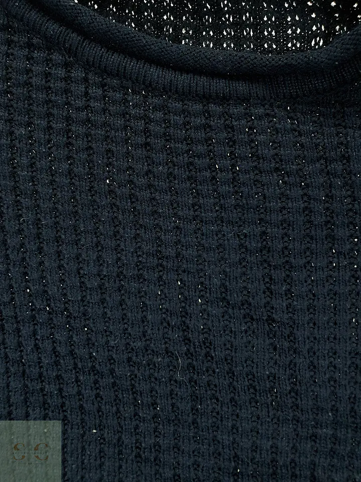Suéter de Punto Texturado en Azul Marino Talla XXL 3