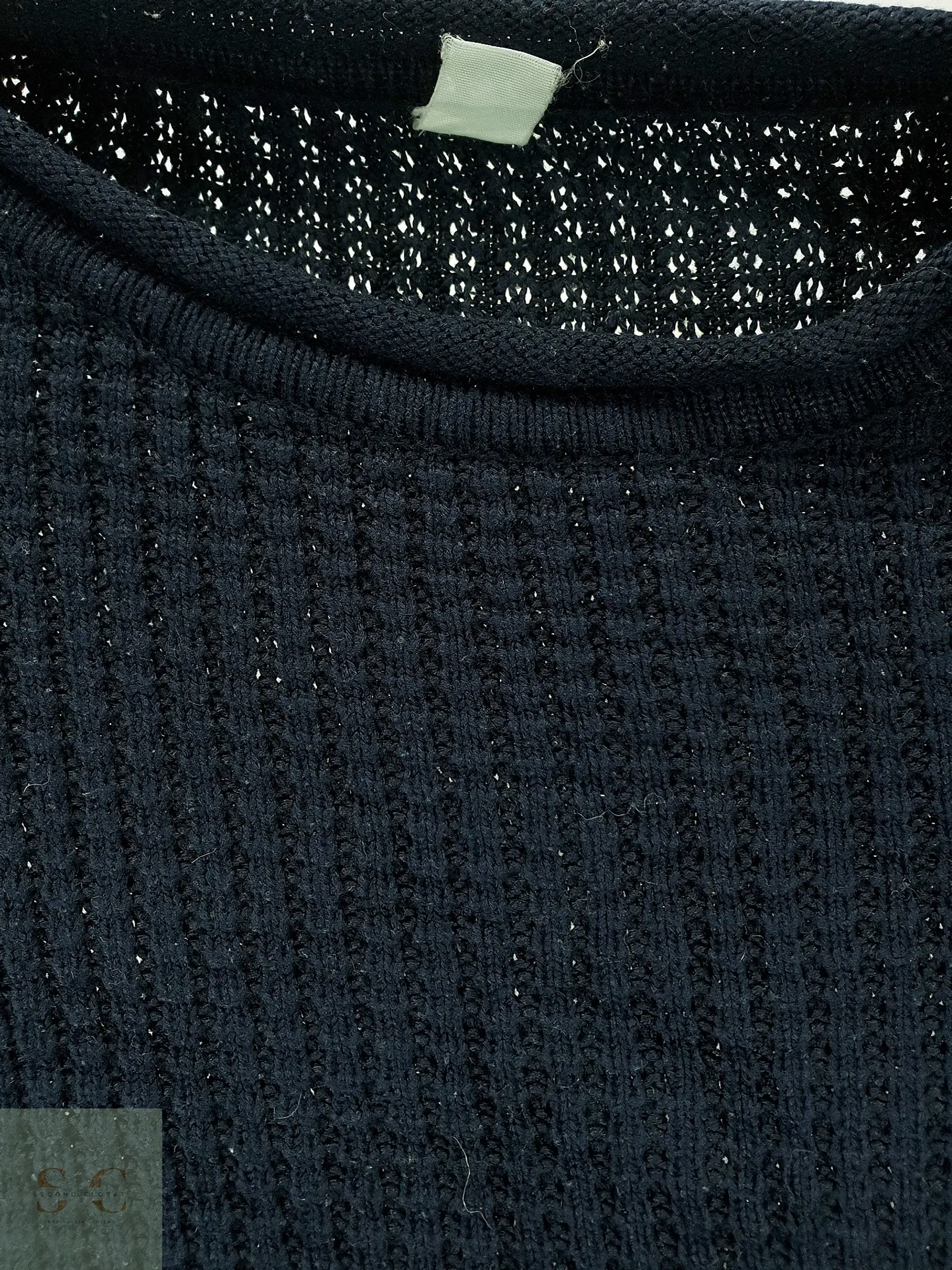 Suéter de Punto Texturado en Azul Marino Talla XXL 4