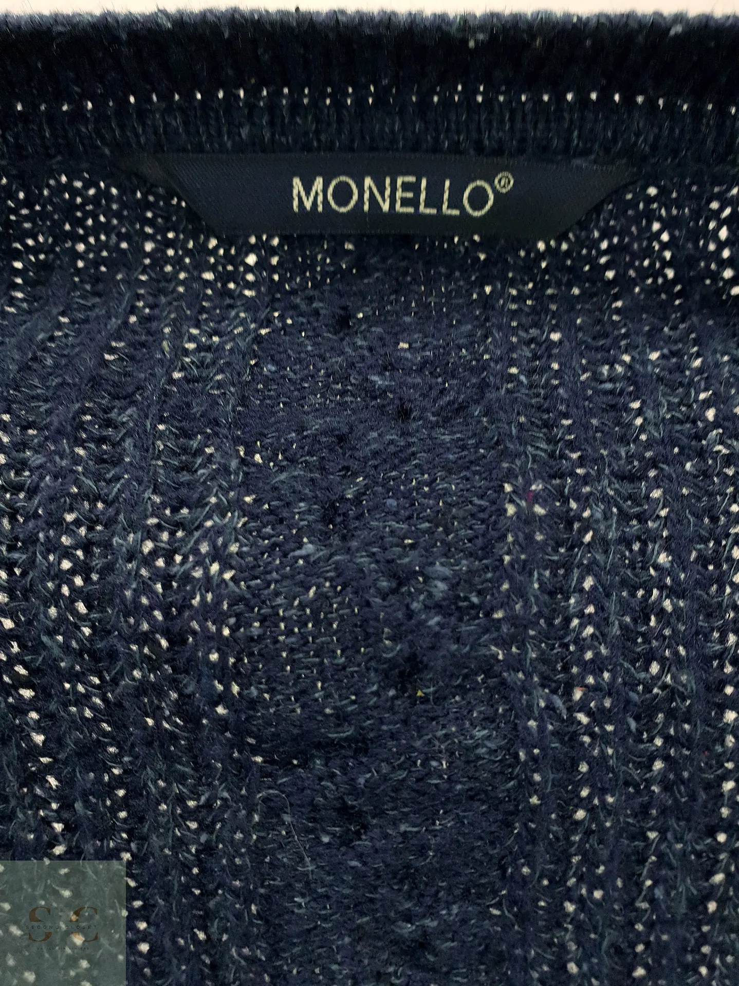 Cárdigan de Punto Trenzado en Azul Marino Monello Talla XL 3
