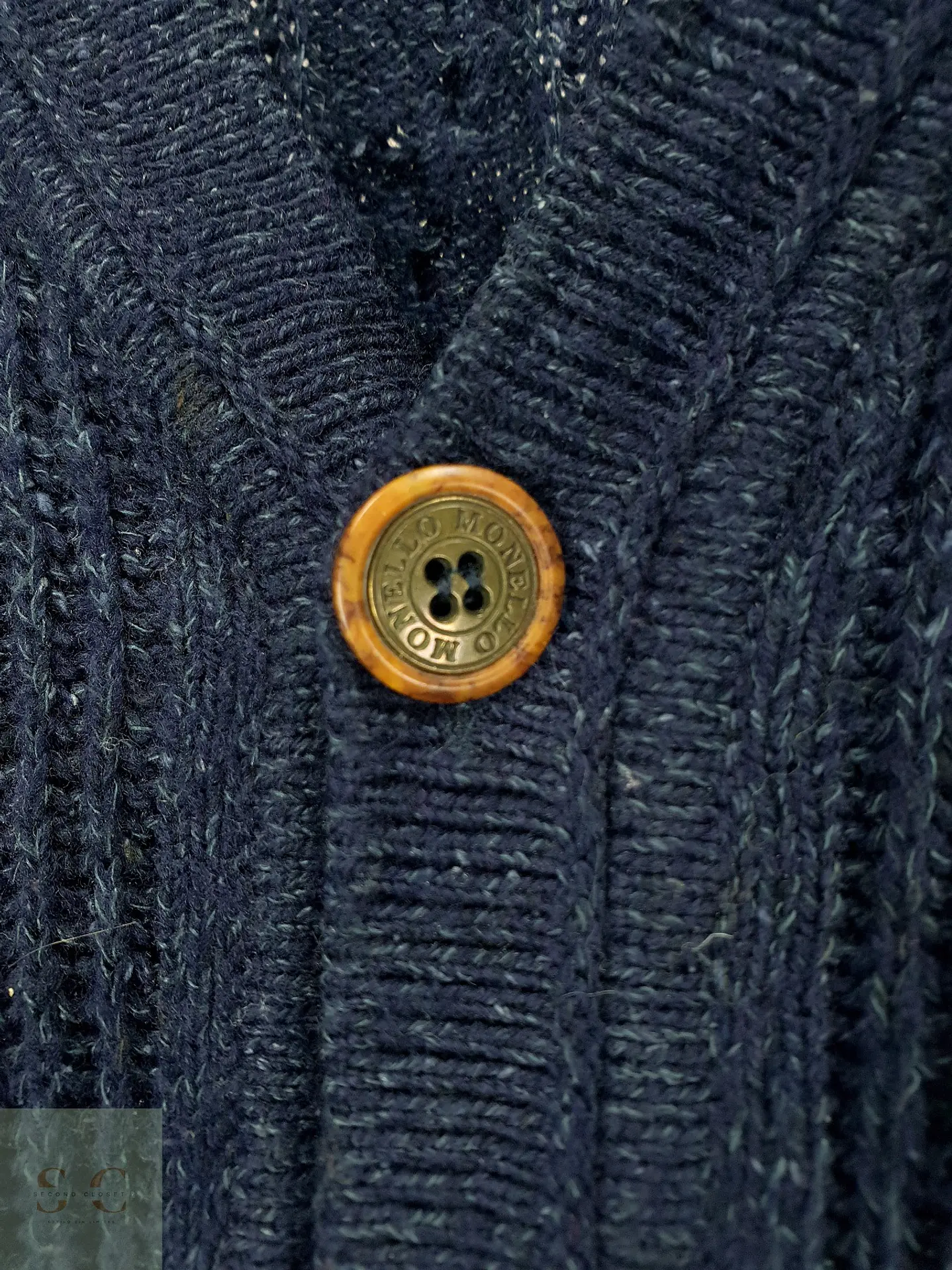 Cárdigan de Punto Trenzado en Azul Marino Monello Talla XL 4
