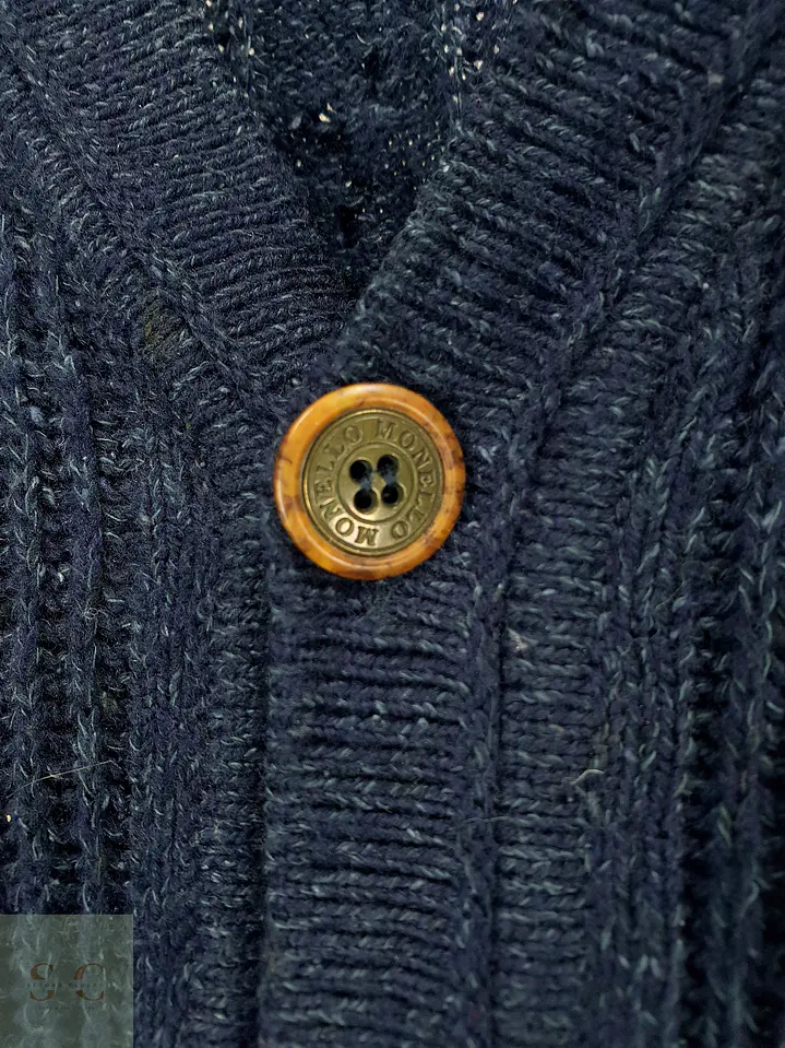 Cárdigan de Punto Trenzado en Azul Marino Monello Talla XL 4