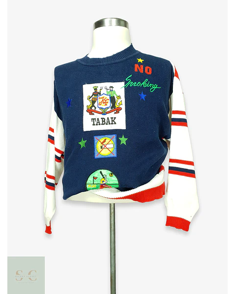 Sweater Tejido Ilustrado en Azul Marino Joye + Fun Talla ML