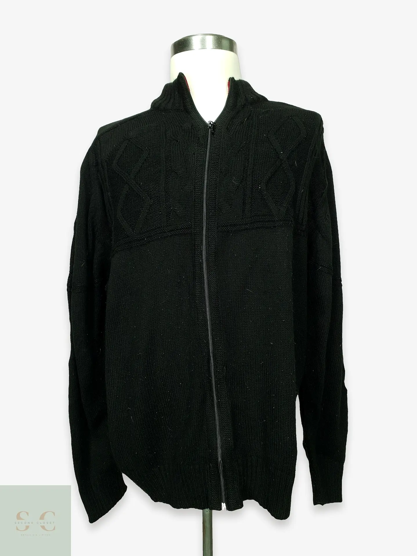 Cárdigan Tejido con Cierre en Negro INFINITY Man Talla XXL 1