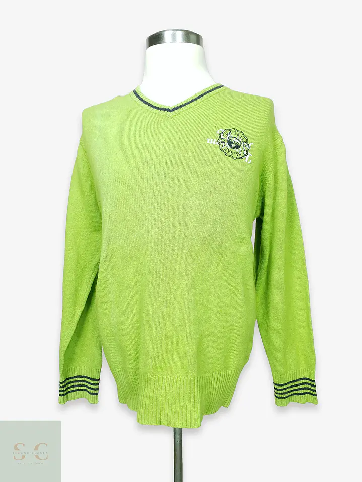 Suéter de Punto Cuello V en Verde Lima Tom Tailor Talla XL 1