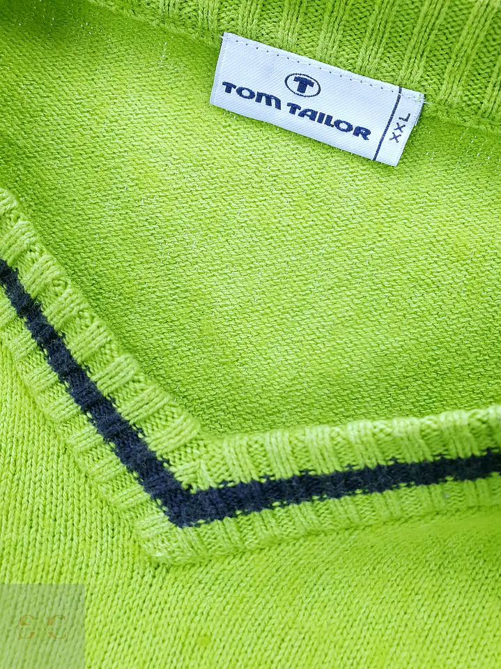 Suéter de Punto Cuello V en Verde Lima Tom Tailor Talla XL 3