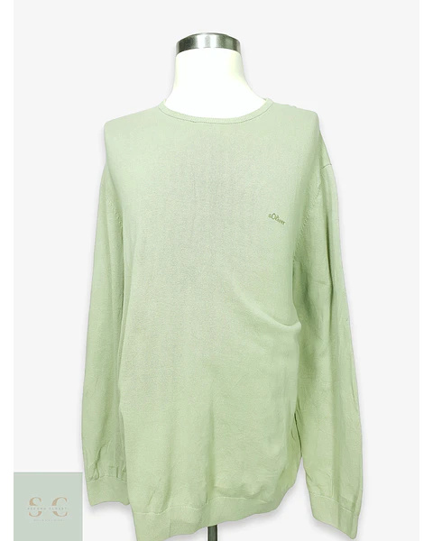 Suéter de Punto Fino Cuello Redondo en Verde Salvia s.Oliver Talla XXXL
