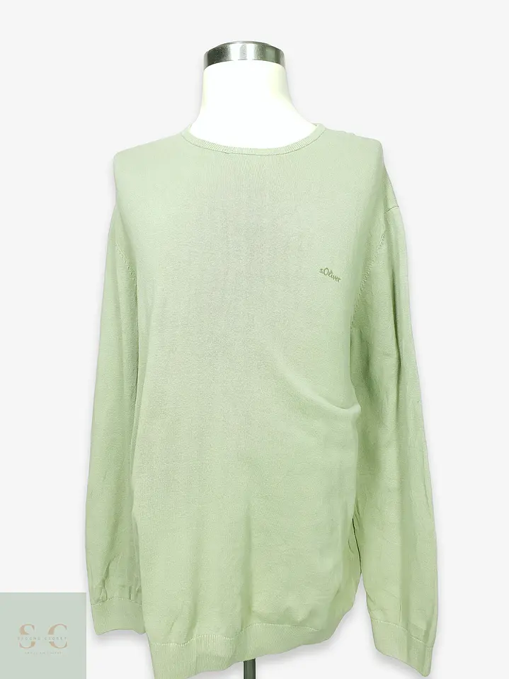 Suéter de Punto Fino Cuello Redondo en Verde Salvia s.Oliver Talla XXXL 1