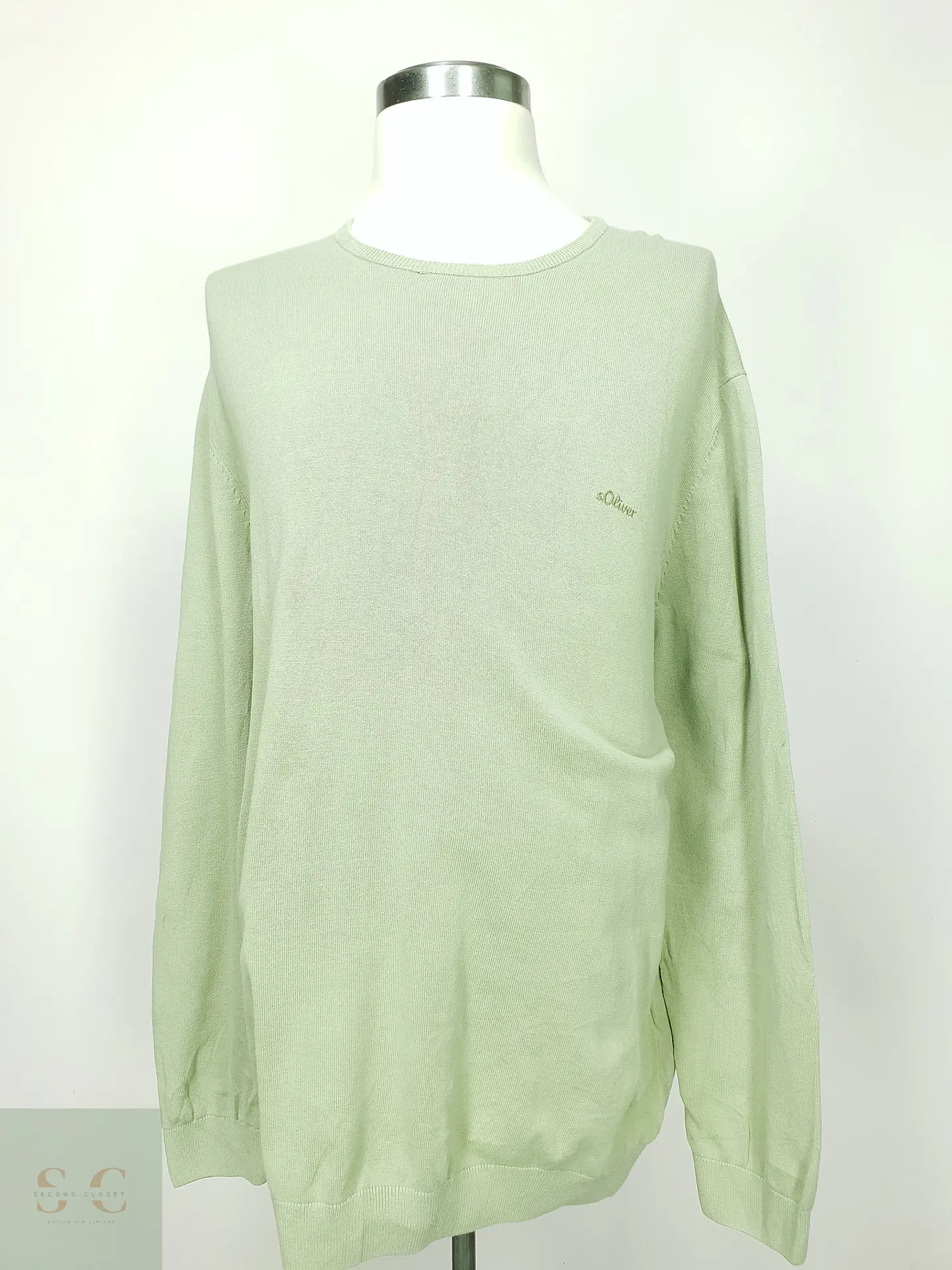Suéter de Punto Fino Cuello Redondo en Verde Salvia s.Oliver Talla XXXL 2