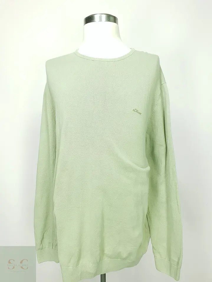 Suéter de Punto Fino Cuello Redondo en Verde Salvia s.Oliver Talla XXXL 2