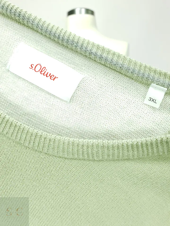 Suéter de Punto Fino Cuello Redondo en Verde Salvia s.Oliver Talla XXXL 3