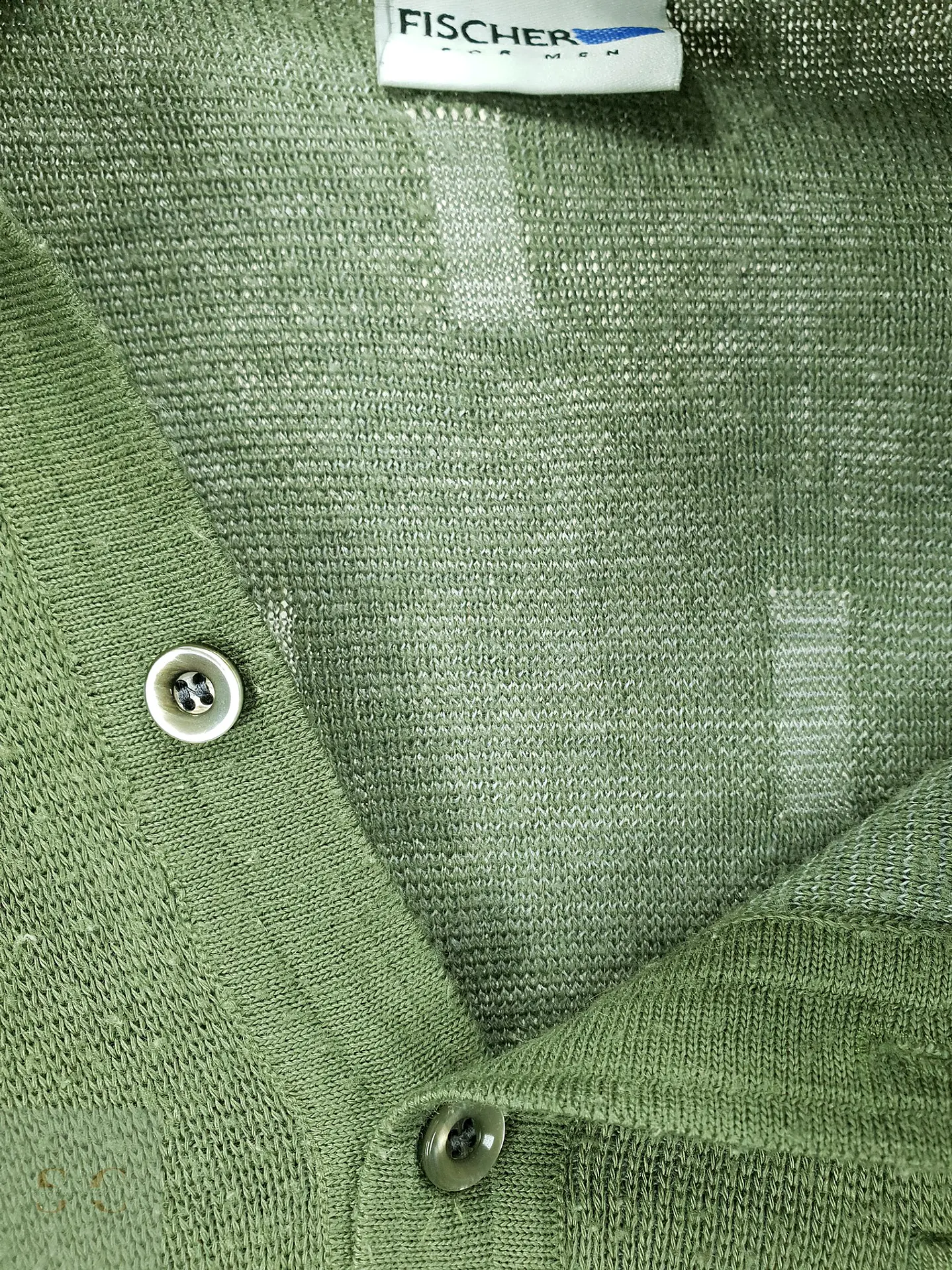 Sweater Polo de Punto Fino con Bolsillo en Verde Olivo Fischer for Men Talla ML 4
