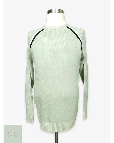 Suéter de Punto Cuello Redondo en Verde Salvia Clothing Fashion Line Talla L