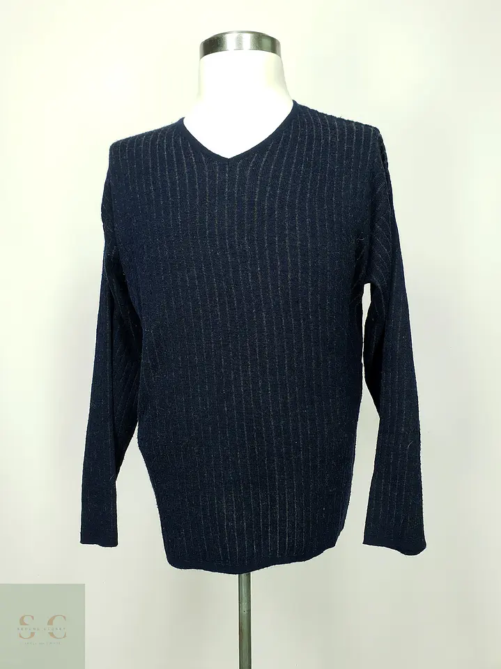 Jersey de Punto con Escote en V en Azul Marino McPercy Sportswear Talla ML 2