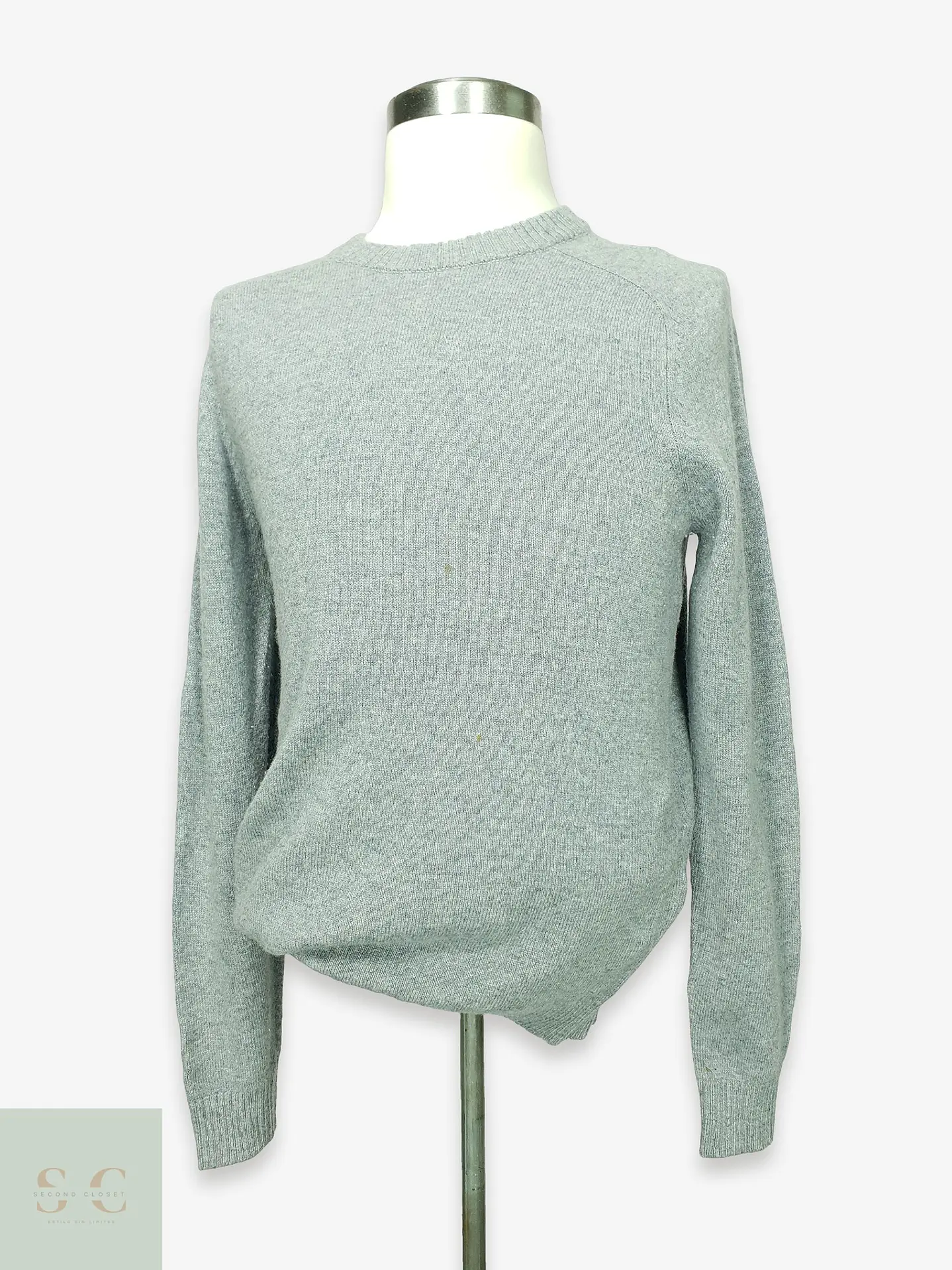 Suéter de Punto Cuello Redondo en Gris Melange Selected Homme Talla M 1