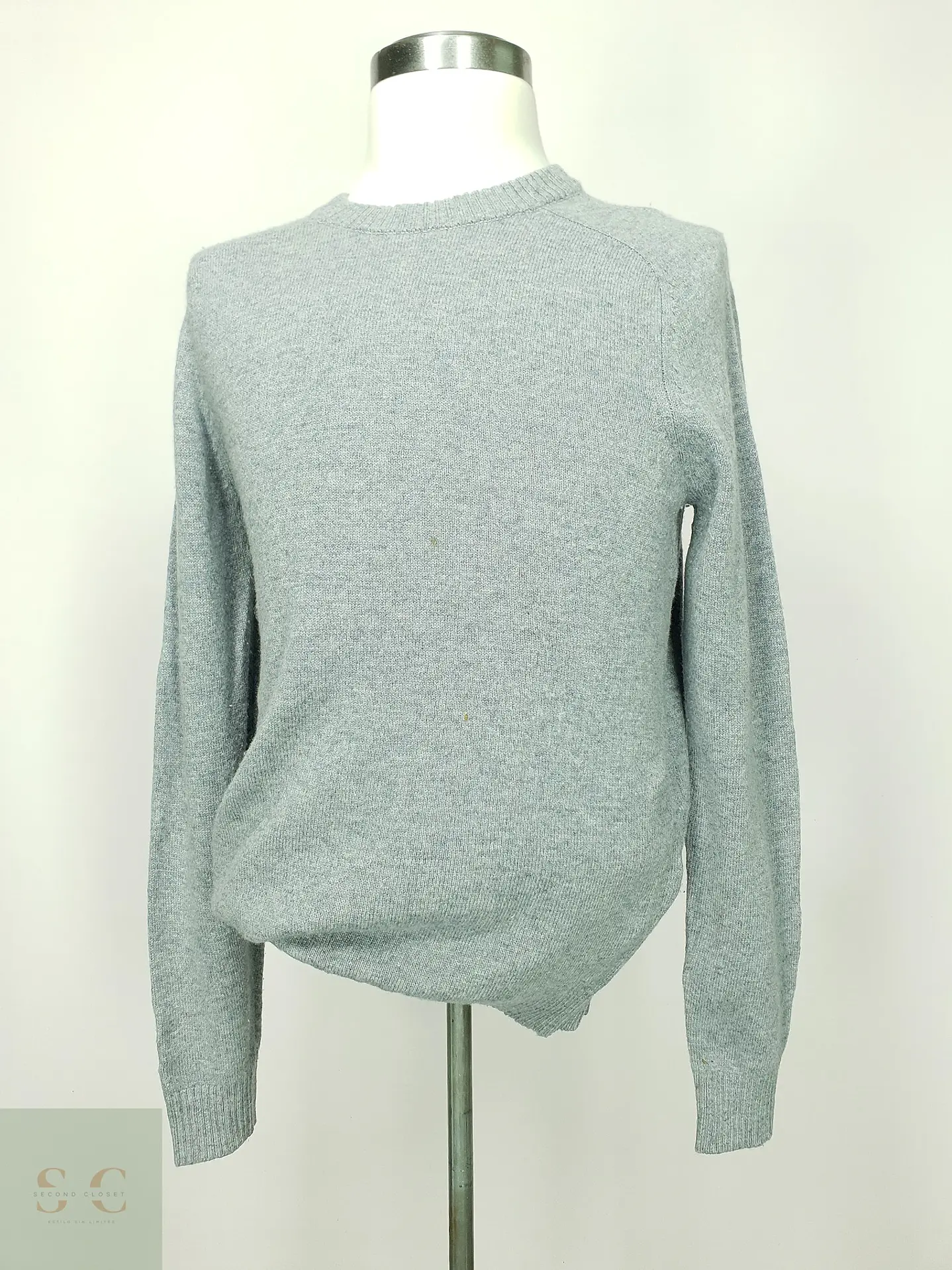 Suéter de Punto Cuello Redondo en Gris Melange Selected Homme Talla M 2