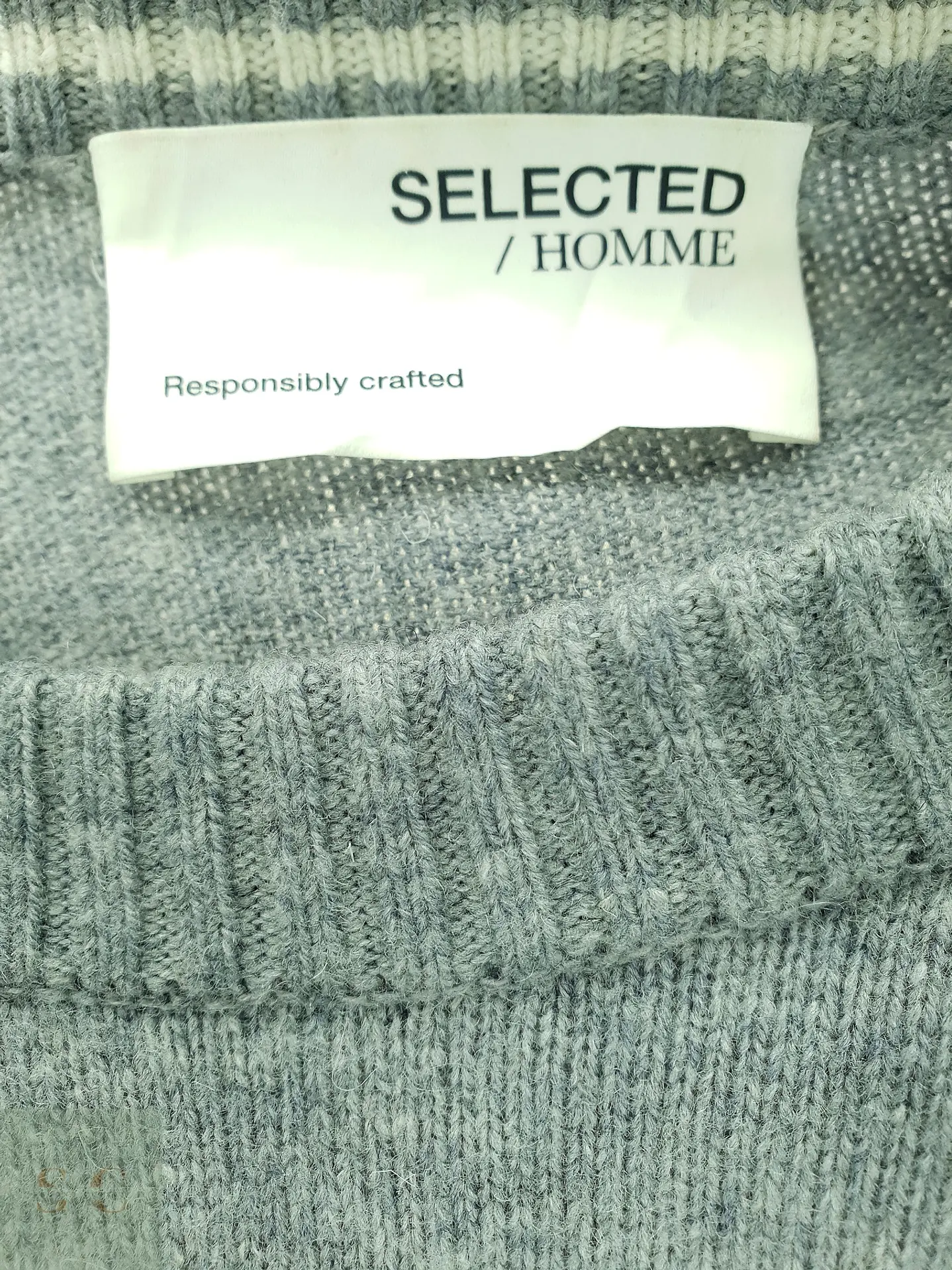 Suéter de Punto Cuello Redondo en Gris Melange Selected Homme Talla M 4