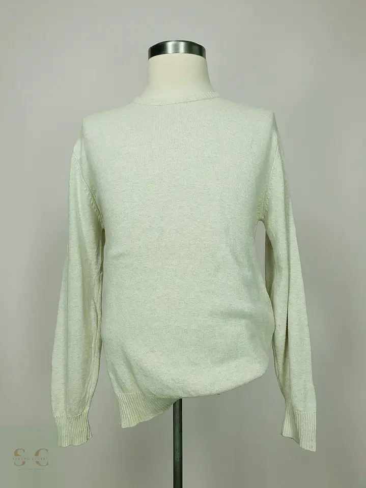 Pulóver de Punto Fino en Blanco Hueso Angelo Litrico Talla LXL 2