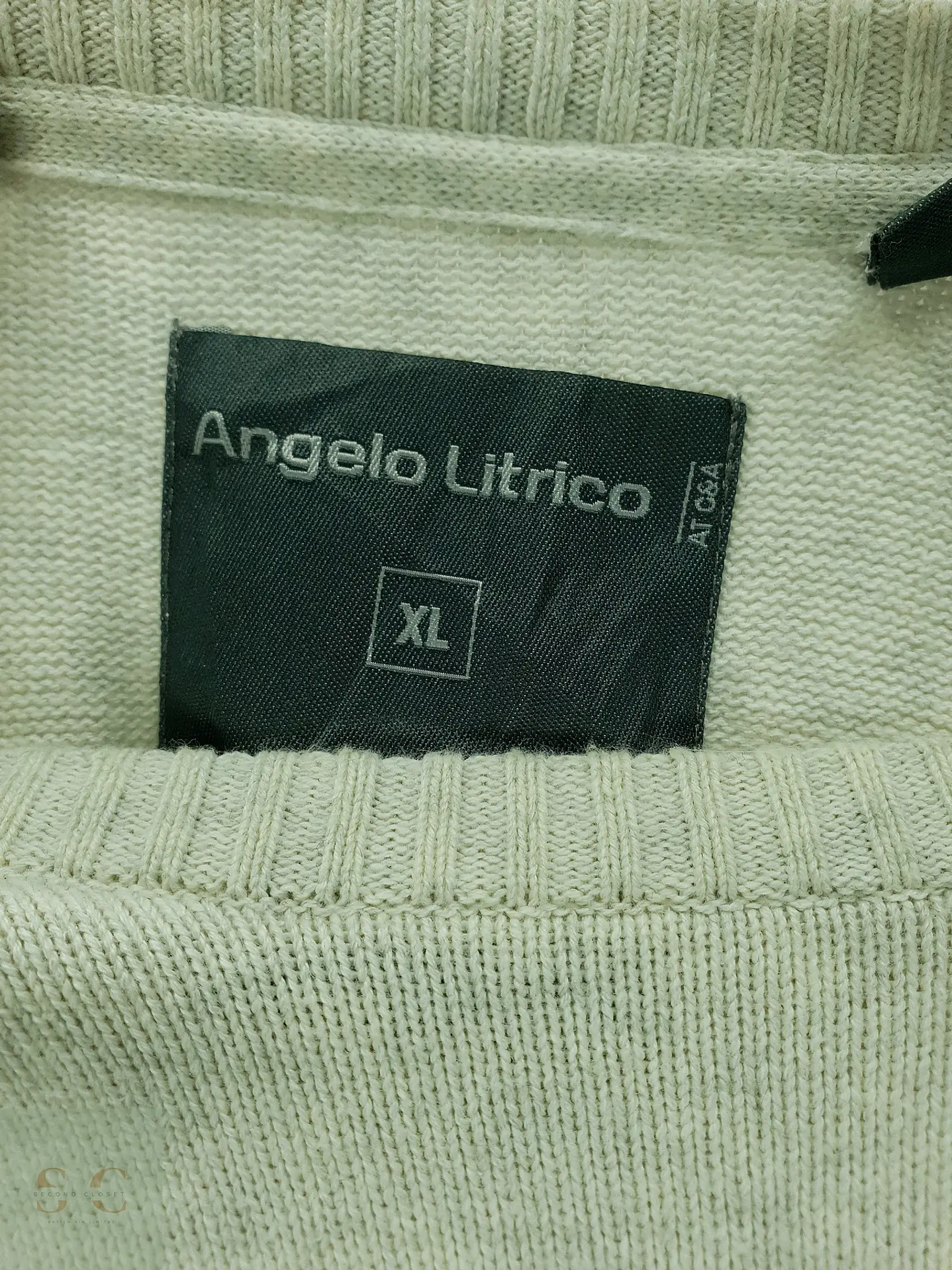 Pulóver de Punto Fino en Blanco Hueso Angelo Litrico Talla LXL 3