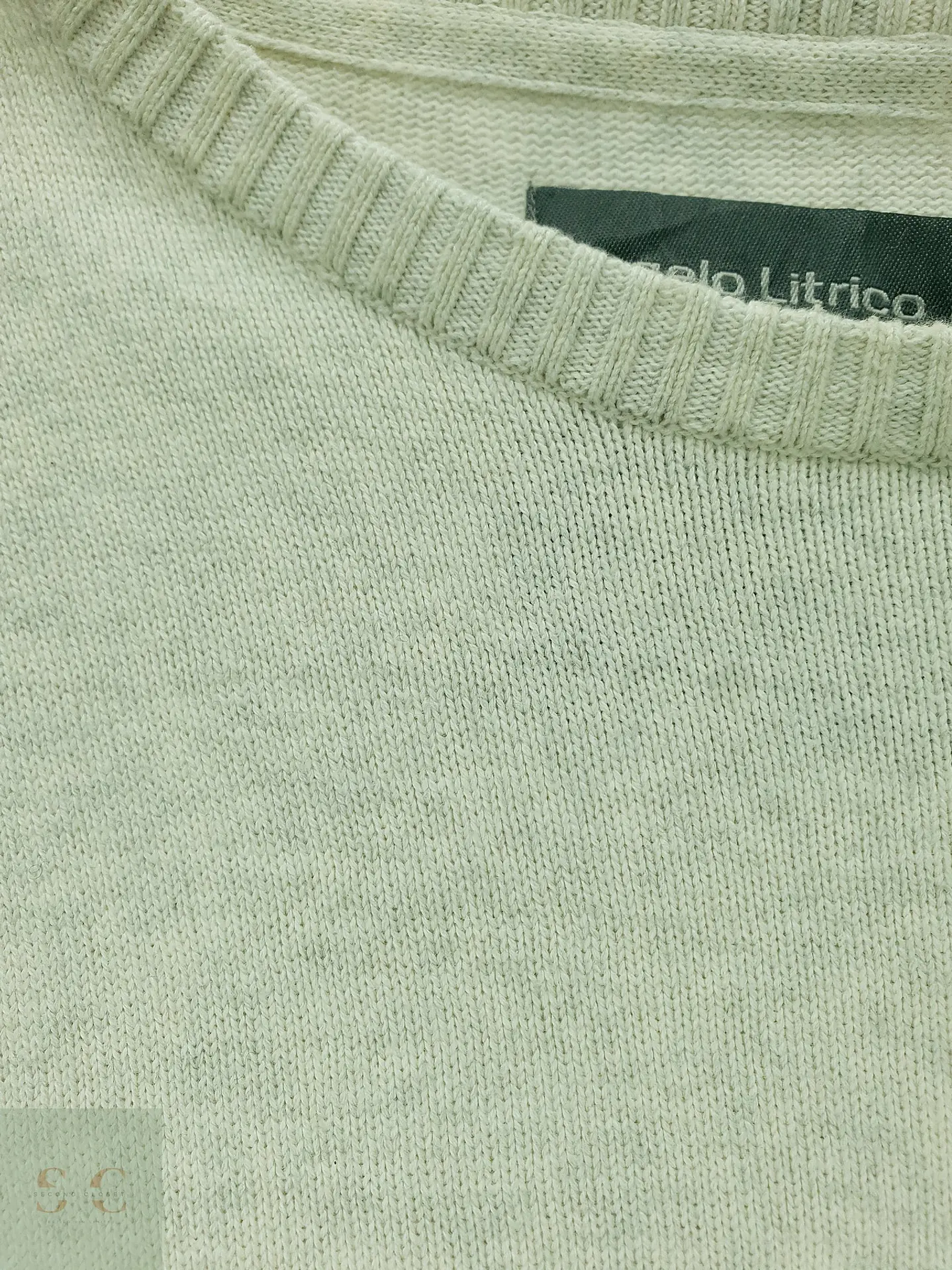 Pulóver de Punto Fino en Blanco Hueso Angelo Litrico Talla LXL 4