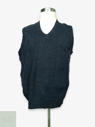 Chaleco Tejido sin Mangas con Cuello en V en Azul Marino GLER Talla LXL