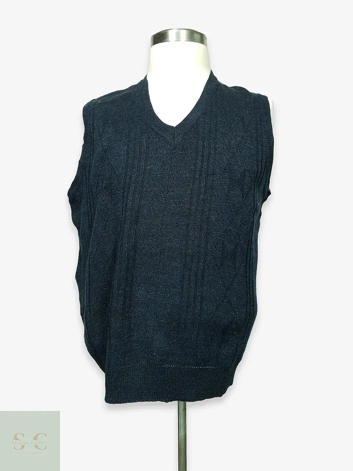 Chaleco Tejido sin Mangas con Cuello en V en Azul Marino GLER Talla LXL 1