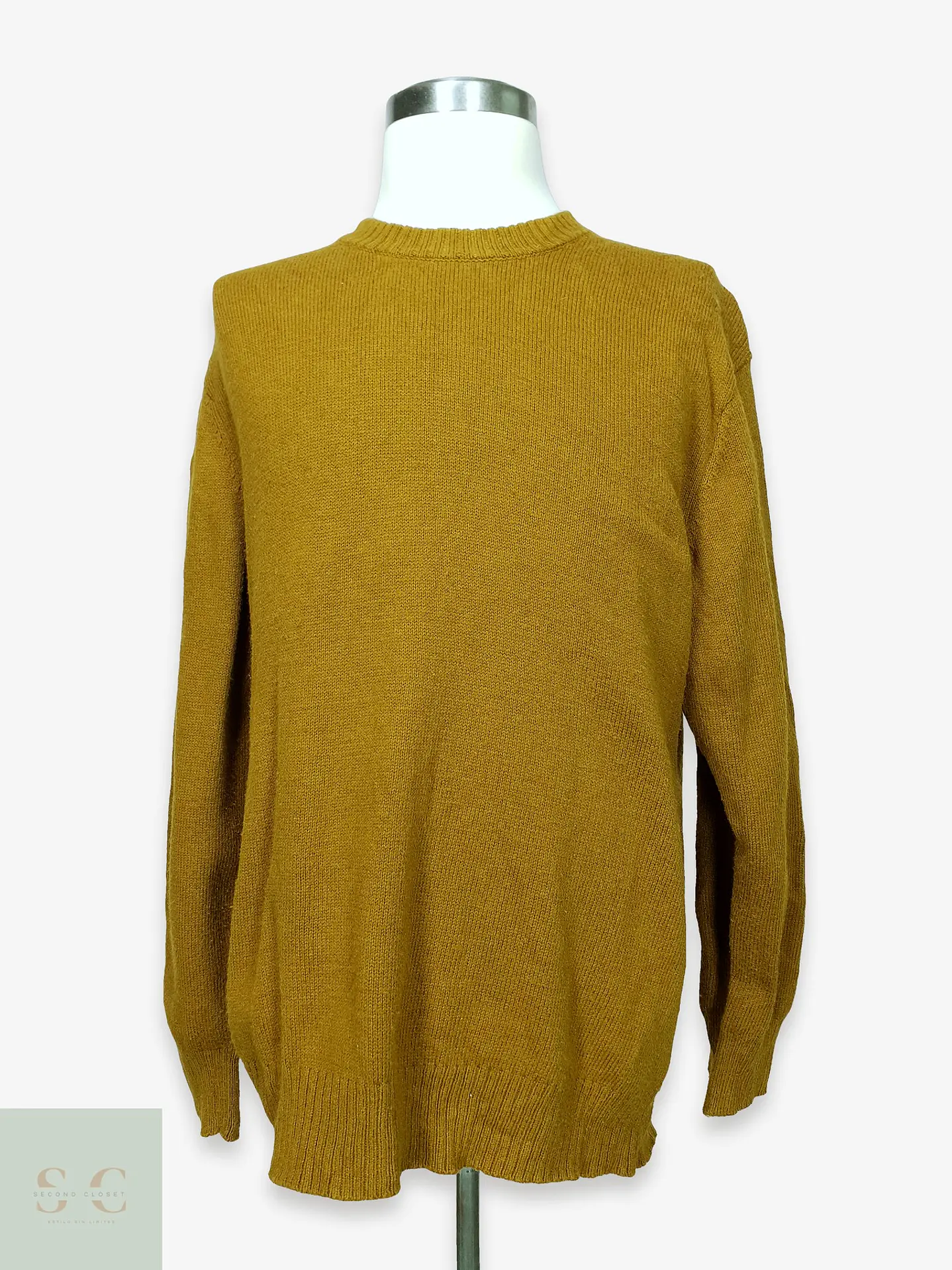 Suéter de Punto Cuello Redondo en Ocre H&M Talla L 1