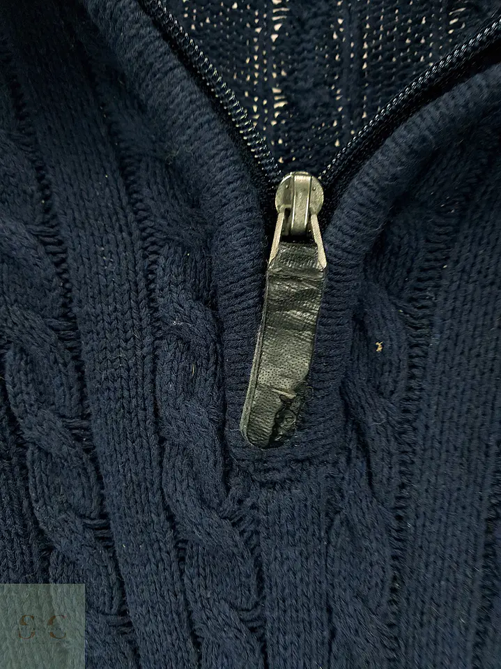 Suéter de Punto Trenzado con Medio Cierre en Azul Marino Identic Man Talla XL 4