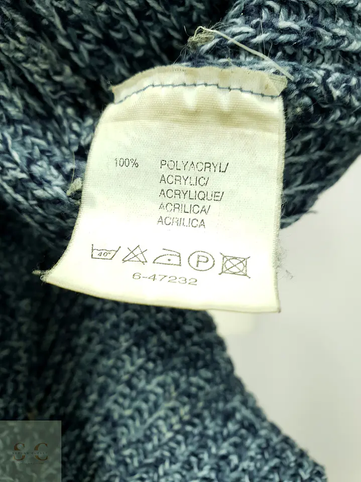 Cárdigan de Punto Grueso con Capucha en Azul Jaspeado Talla XL 4