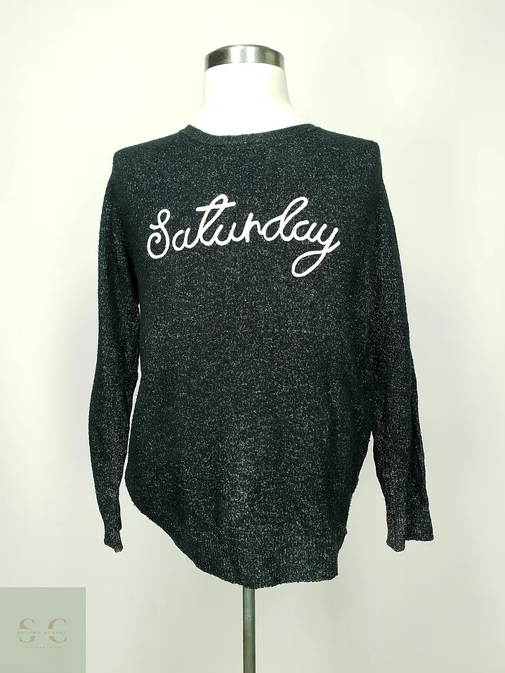 Suéter de Punto Melange con Bordado en Gris Antracita Talla L 2