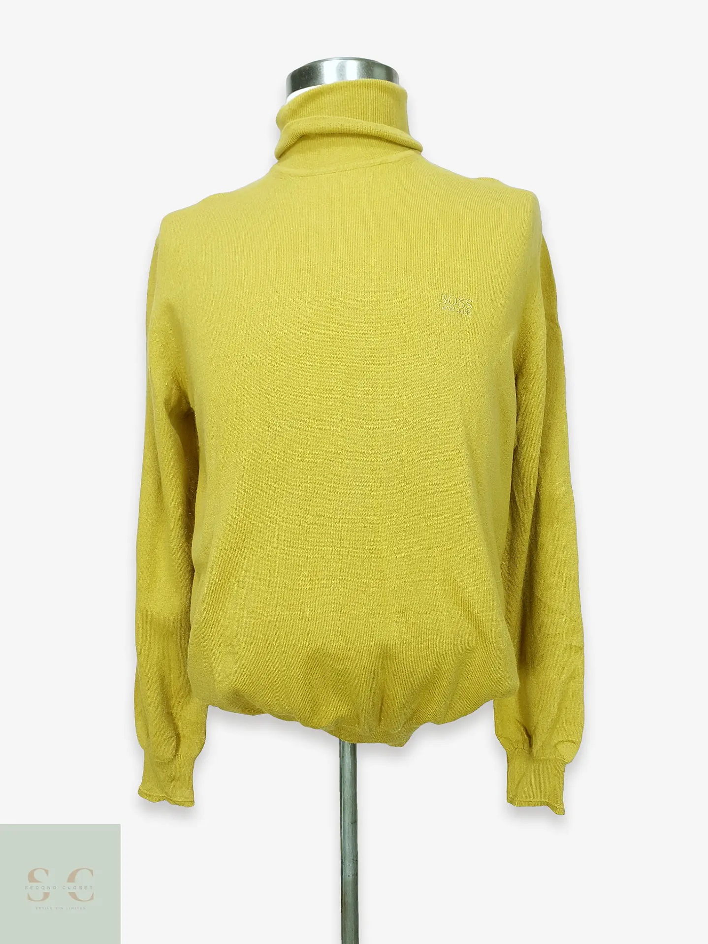 Suéter de Cuello Alto en Lana Virgen Amarillo Mostaza Hugo Boss Talla LXL 1