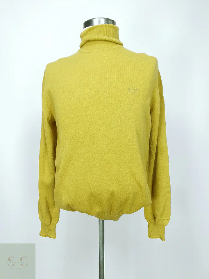 Suéter de Cuello Alto en Lana Virgen Amarillo Mostaza Hugo Boss Talla LXL 2