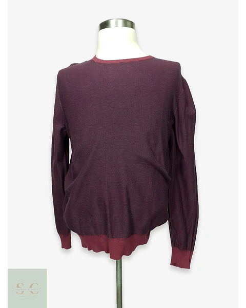 Suéter de Punto Fino en Burdeos Bicolor Primark Talla ML