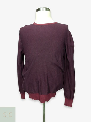 Suéter de Punto Fino en Burdeos Bicolor Primark Talla ML