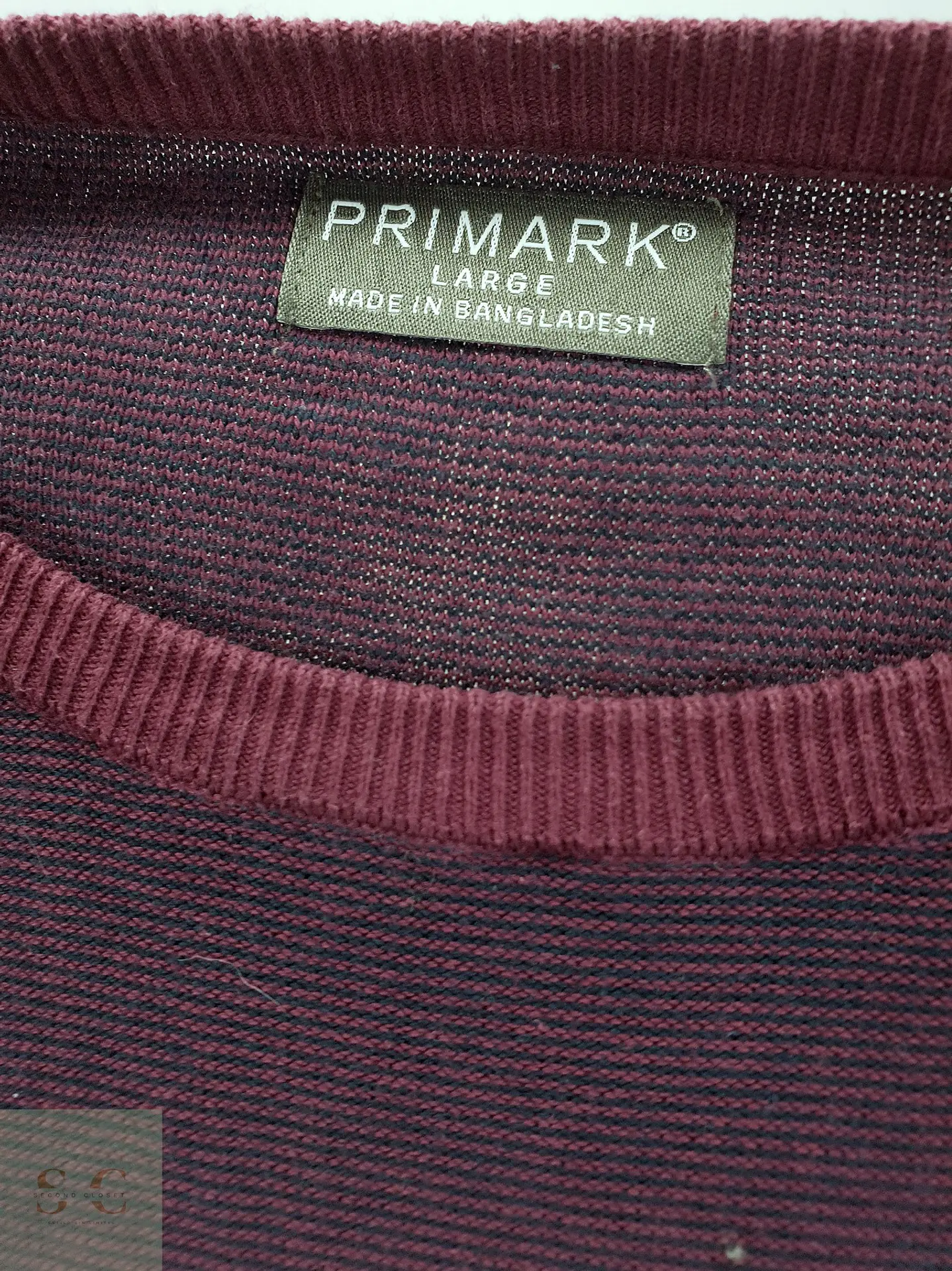 Suéter de Punto Fino en Burdeos Bicolor Primark Talla ML 3