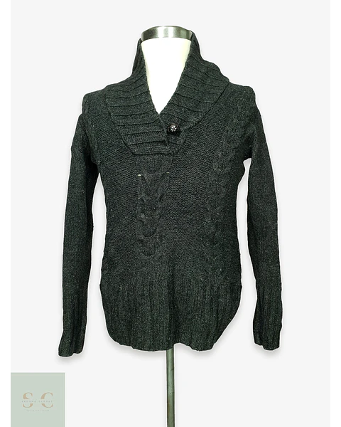 Suéter de Punto Trenzado con Cuello Cruzado en Gris Antracita L.O.G.G. by H&M Talla S