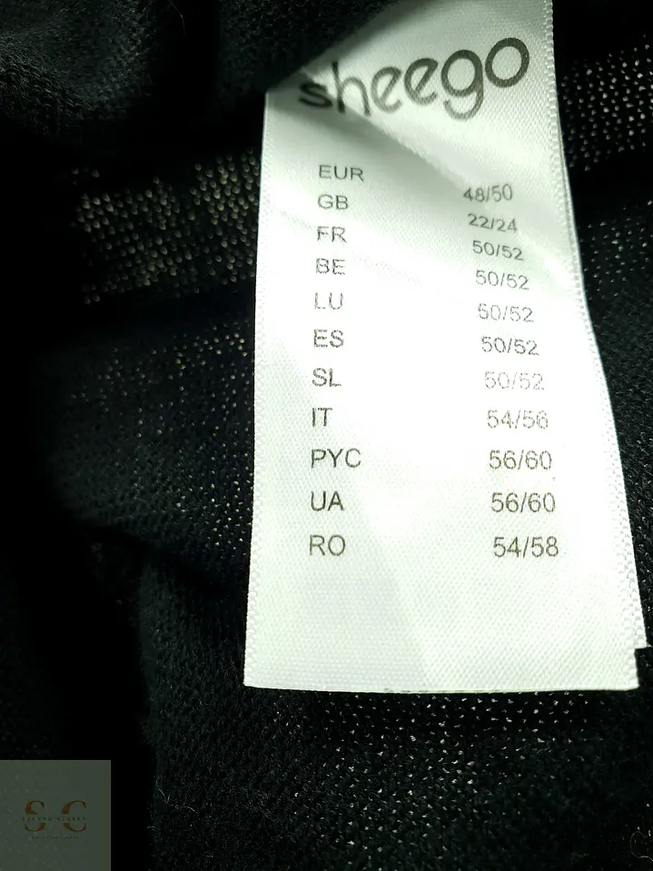 Suéter Clásico de Punto Fino con Escote en V en Negro Sheego Talla XXL 4