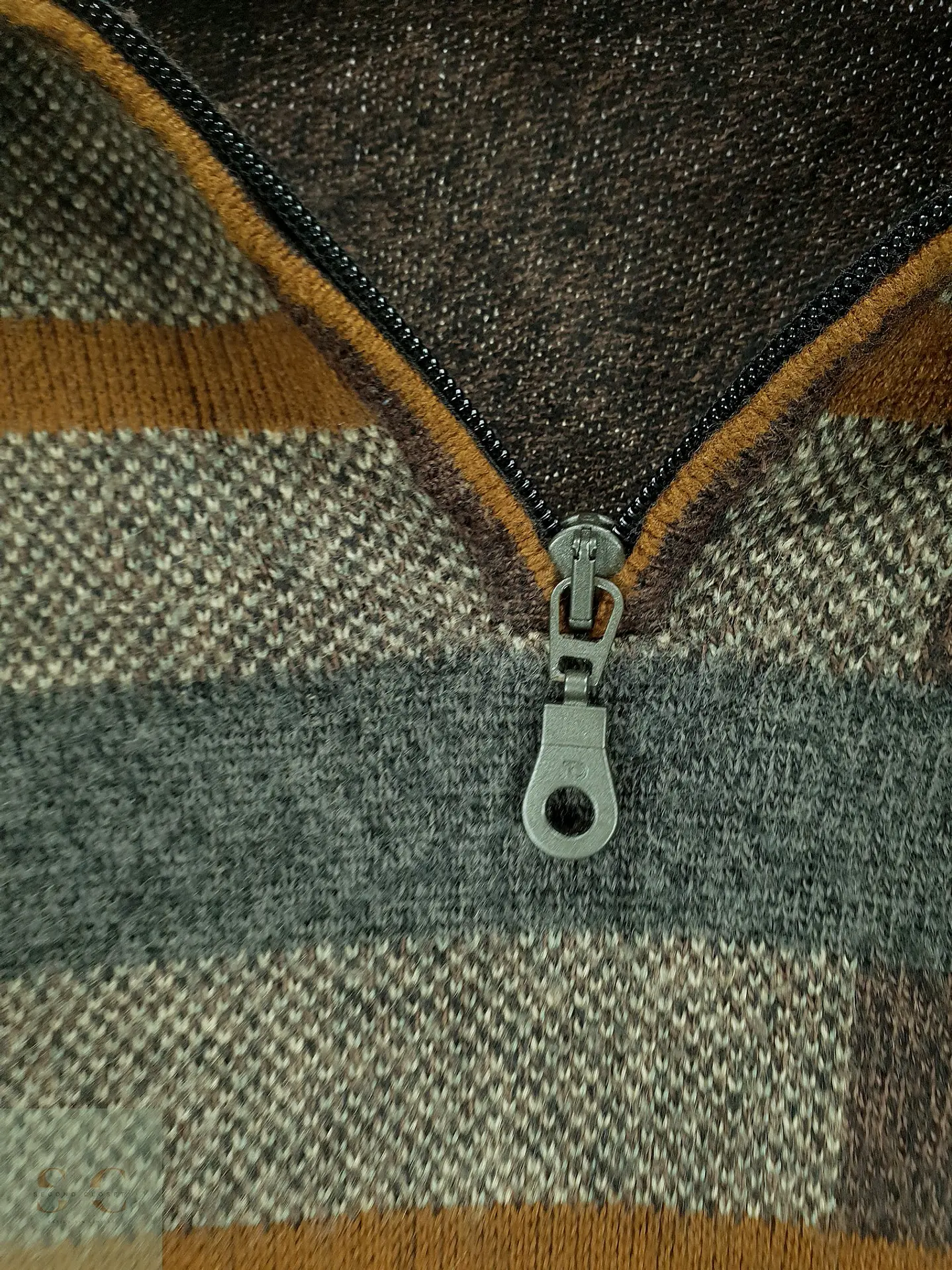Jersey de Punto Jacquard con Medio Cierre en Marrón Tostado Babista Talla XL 4
