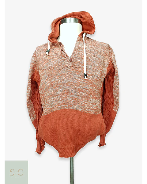 Suéter de Punto Grueso con Capucha en Terracota Jaspeado Billabong Talla LXL